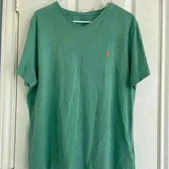 Polo Ralph Lauren Men's V-neck green Tee Large - Picture 1 of 4